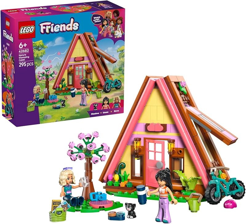 Friends Cabaña de Glamping en la Naturaleza – Casa de Juguete con 2 Mini Muñecas, Figura de Gato y Accesorios Inc. Camas y Comida – Regalo de Cumpleaños para Niñas de 6+ Años – 42682