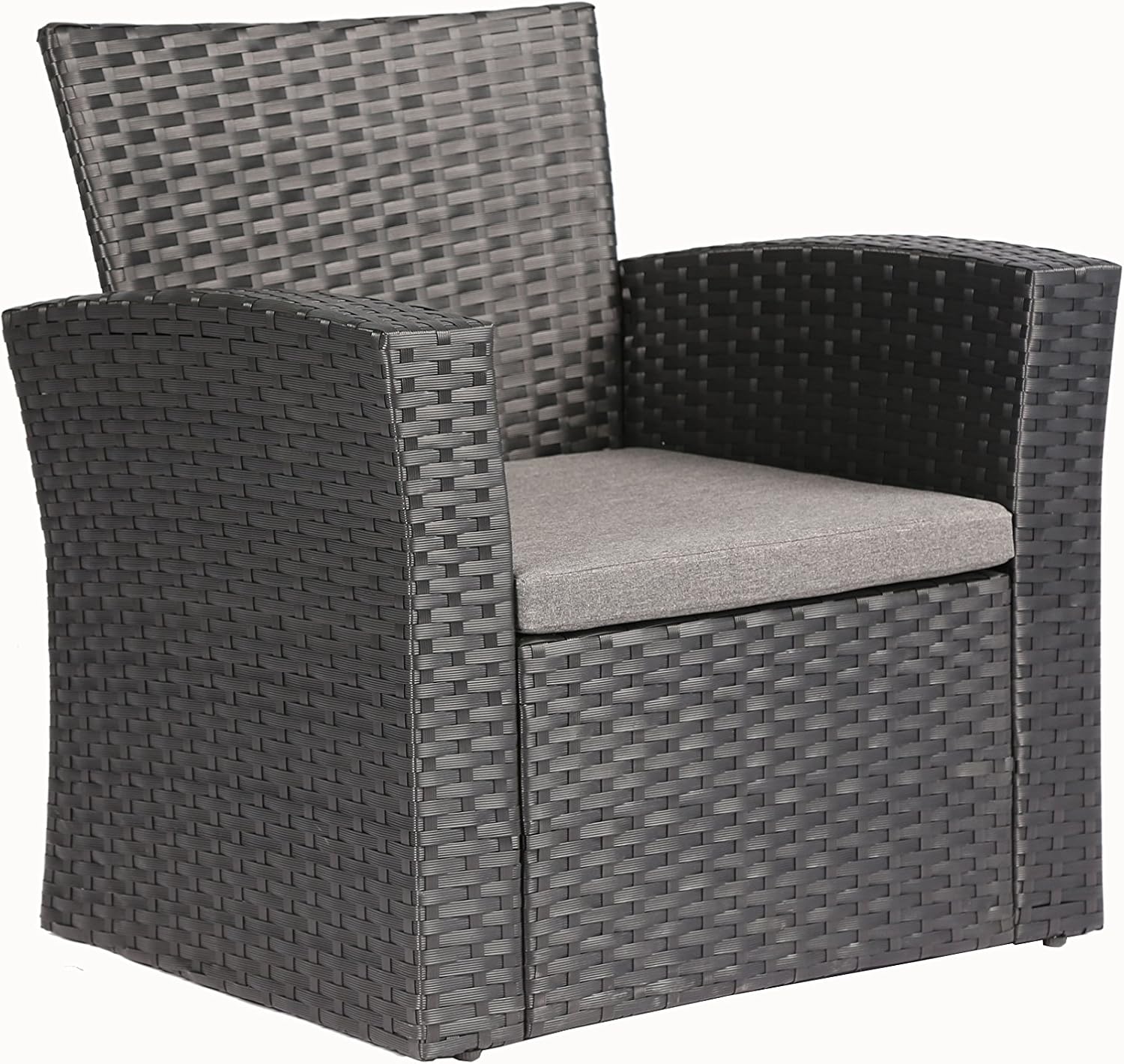 Baner Garden 4 Pieces Outdoor Furniture Complete Patio Cushion Wicker P.E Rattan Garden Set, Full, Black: Furniture & Decor
