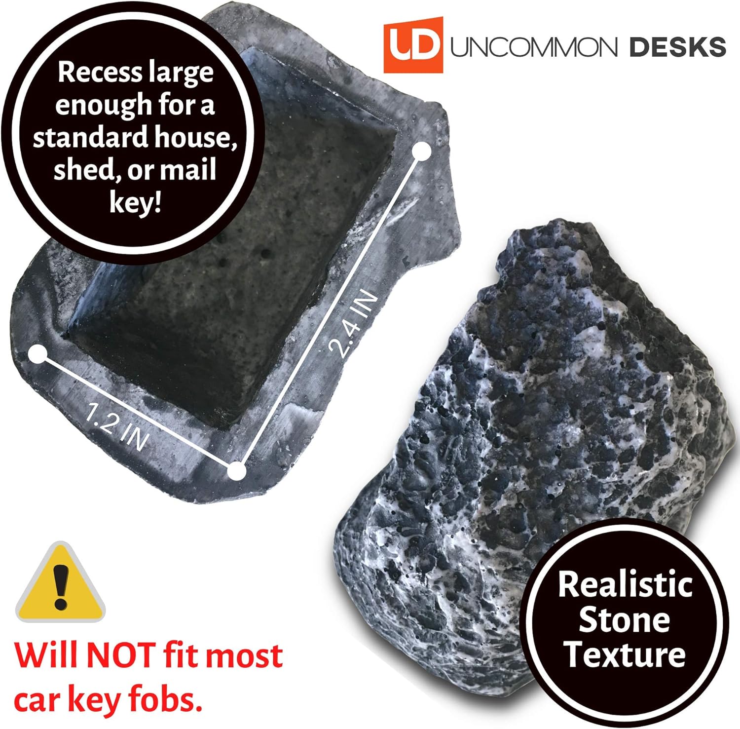 Uncommon Desks Hide A Spare Key Rock - Discrete and Realistic Stone Texture (1 Rock): Office Products