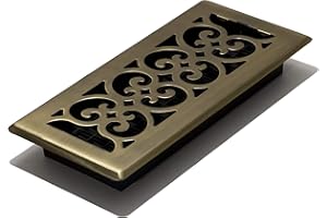 Decor Grates SPH410-A Scroll Design Floor Register, 4x10, Antique Brass Finish