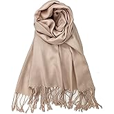 Plum Feathers Premium Solid Color and Metallic Fashion Scarf, Womens Pashmina Shawl Wrap with Fringes