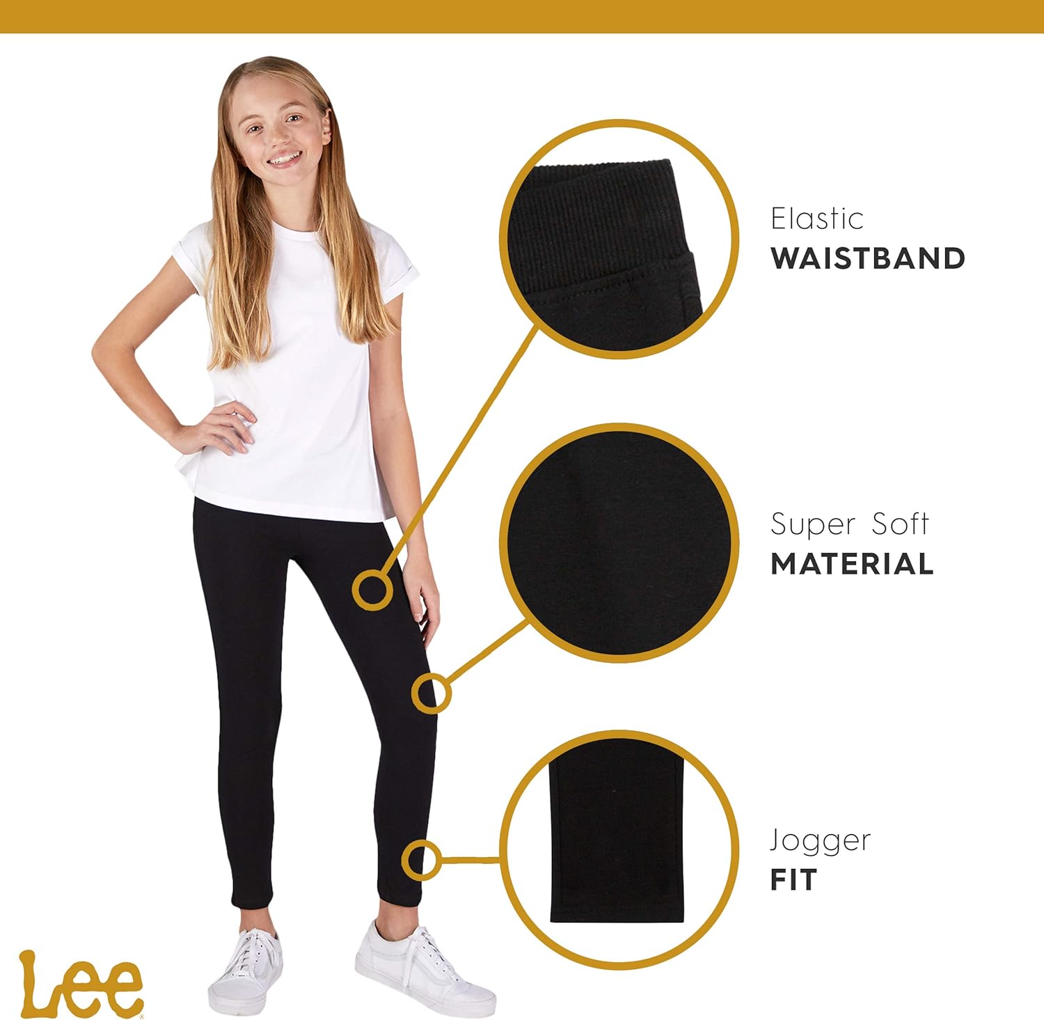 LEE 3 Pack Leggings for Girls | A Stylish Mix of Solid Color or Prints, Super Soft Pull on Leggings for All Day Comfort: Clothing