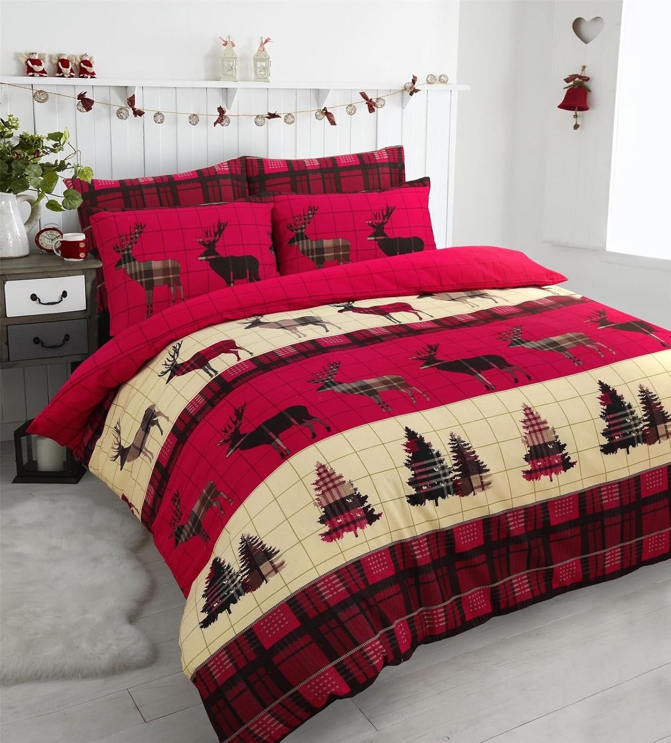 TOPSTYLE COLLECTION Heritage Stag Bedding Stag Christmas Tartan Thermal