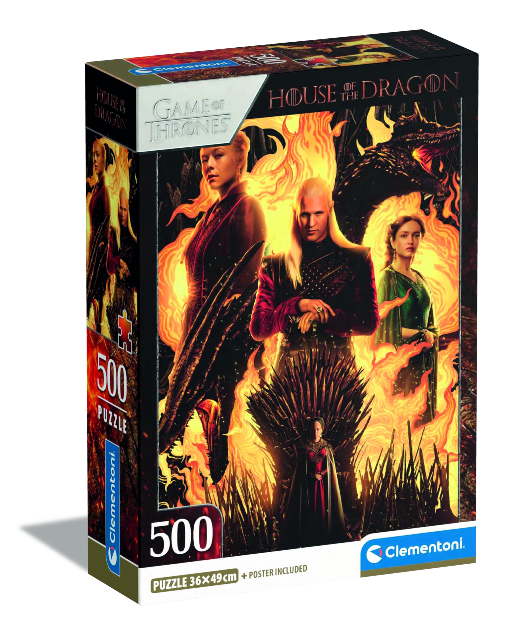 Clementoni Jigsaw Puzzle Cube House Of Dragon 500 Pieces - Compact Box - Puzzle For Adults 14-99 Years, Gift For Men/Women, Made In Italy, 35548