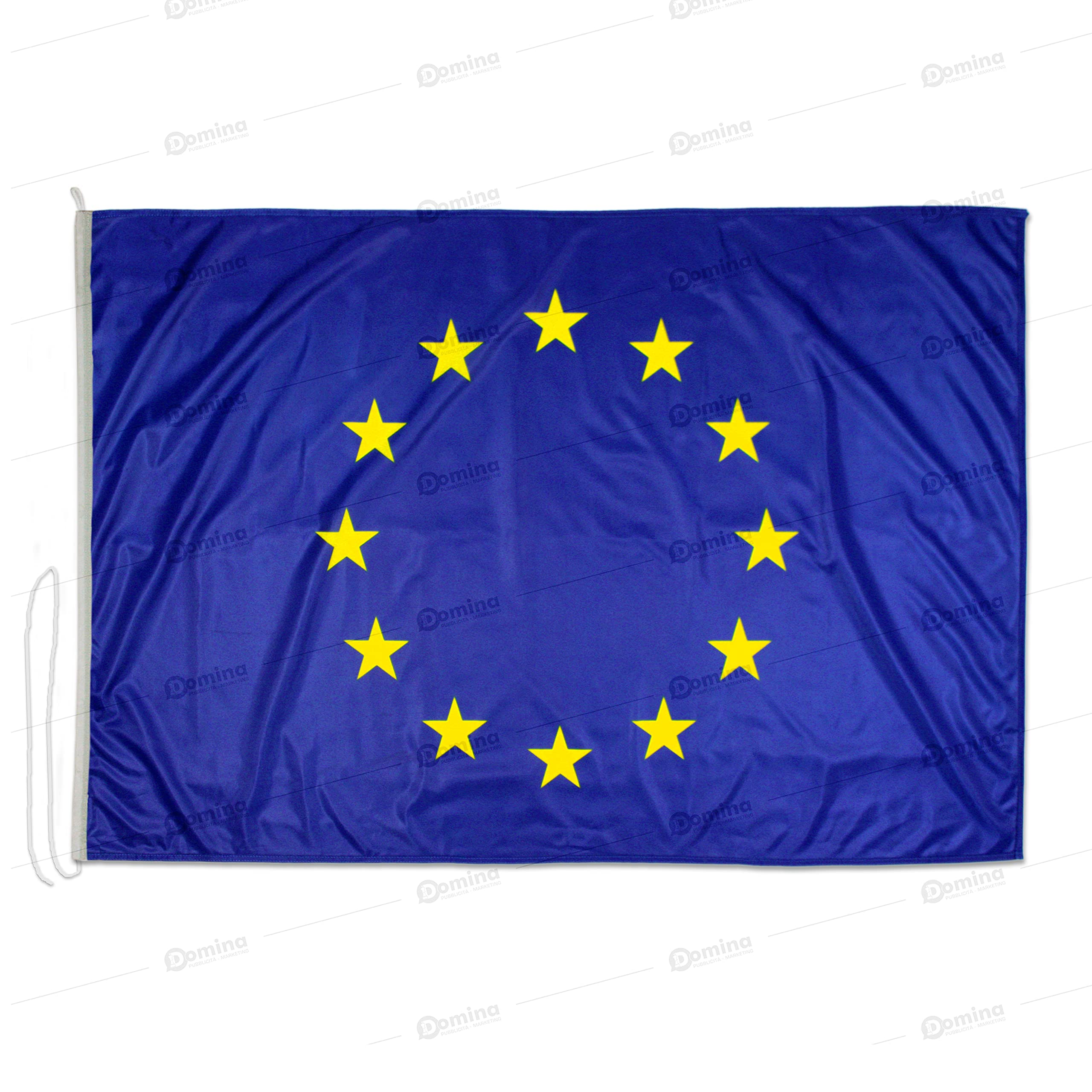 Domina Europe Flag 150x100 cm, Blue with Gold Stars, Windproof Nautical Fabric 115g/m², Double Perimeter Seam, Reinforcement Ribbon, Carabiners