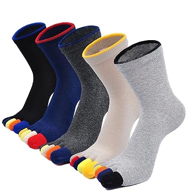 CaiDieNu Zehensocken Herren Männer Baumwoll 5 Fünf Finger Sport laufende Sneaker Socken mit zehen, 3/4/5 Paare