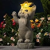DecorSmart Cat Garden Outdoor Statue Gifts for Cat Lovers Lady Mom Dad Women Outside Solar New Home Decor for Patio Yard Housewarming Gardening Gifts