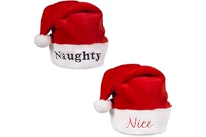 Windy City Novelties Christmas Santa Claus Plush Hat (2, Naughty & Nice, one size fits most)