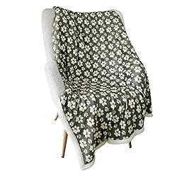 long rich Printed Dog paw Flannel Reverse to Sherpa
