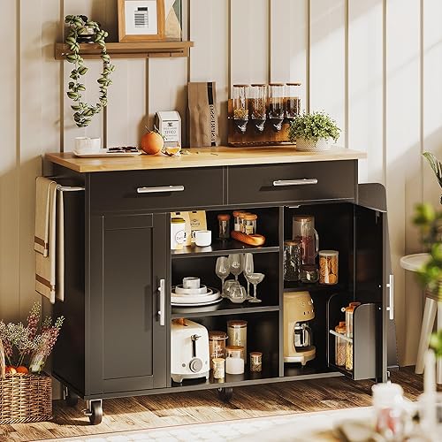 ABOVOBA Kitchen Island with Storage, Kitchen Island Cart on Wheels