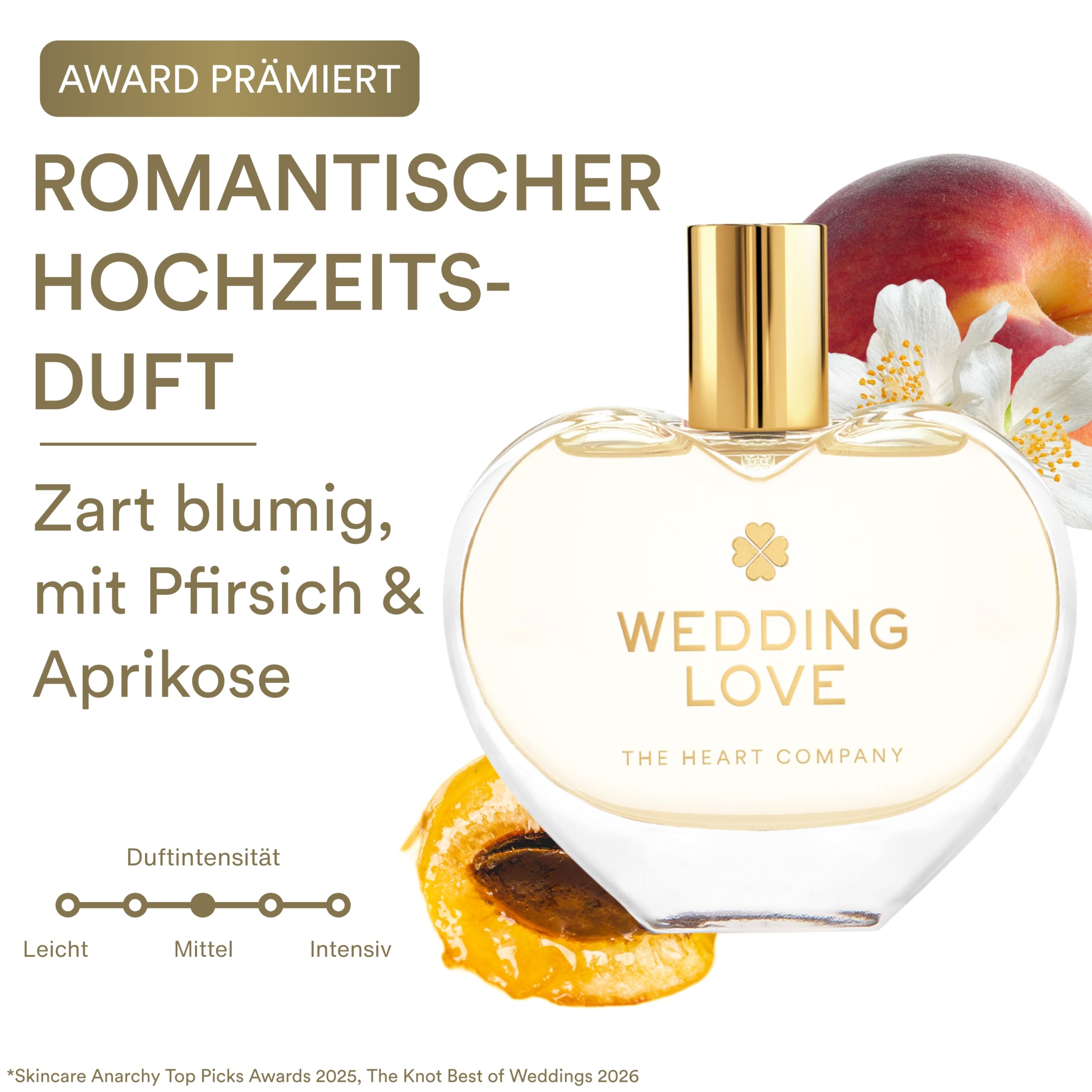 WEDDING LOVE Hochzeitsparfum Damen 75 ml - Veganes Eau de Parfum mit Pfirsich, Aprikose & Vanille - Brautparfüm für Braut & Brautjungfer - Geschenk zur Hochzeit, Verlobung & zum Hochzeitstag 2