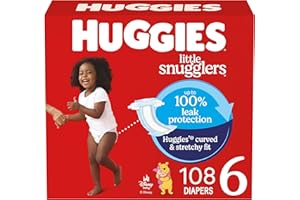 Huggies Size 6 Diapers, Little Snugglers Baby Diapers, Size 6 (35+ lbs), 108 Count (2 Packs of 54), Packaging May Vary