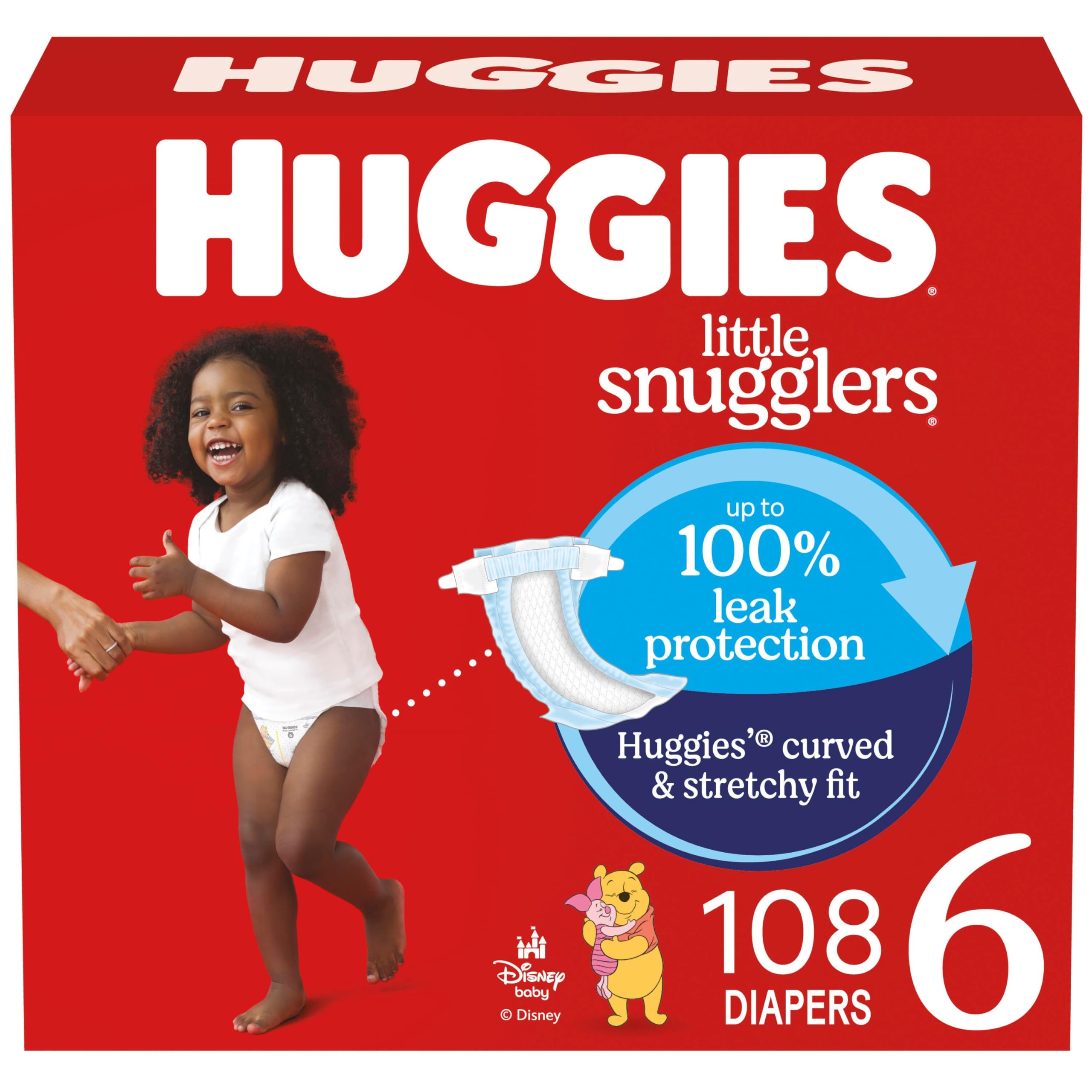 Photo 1 of Huggies Size 6 Diapers, Little Snugglers Baby Diapers, Size 6 (35+ lbs), 108 Count (2 Packs of 54), 