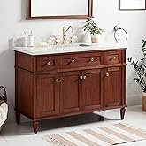 Signature Hardware 464848 Elmdale 48" Free Standing Single Vanity Set with Mahogany Cabinet, Vanity Top, and Rectangular Unde
