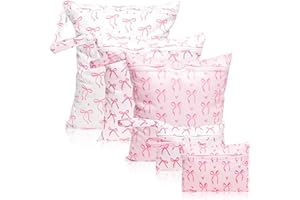 R HORSE 5Pcs Waterproof Baby Diaper Bag, Cute Coquette Pink Bow Wet Dry Bag with Handle Zipper Toiletry Organizing Pouches for Cloth Diapers Swimsuits Travel Beach Pool Essentials for Boys Girls