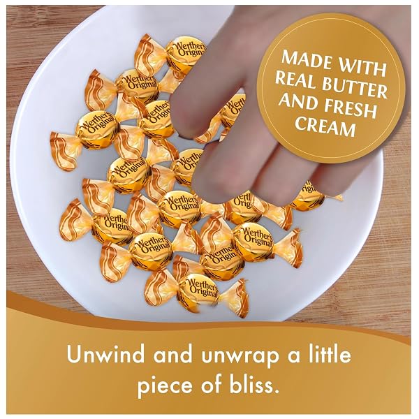 WERTHER CREAMY CARAMEL FILLED HARD CANDIES – 1 LB OF CARAMELS – DELICIOUS CLASSIC TASTE EVERYONE ENJOYS – STOCK UP WITH 1LBS OF CANDY – PERFECT FOR SHARING