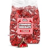 Strawberry Filled Chocolate Valentine Candy - 1 Pound Individually Wrapped Valentine&rsquo;s Day Candy for Parties, Gift Bags, Candy Bowls, Treat Exchanges &amp; Holiday Celebrations