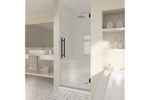 OUDBO MOLARTTE Frameless Wall Hinge Shower Door with 5/16"(8mm) Tempered Glass，Hinged Single Swing Shower Door by Easy Clean Coating Glass, Matte Black (30" × 72", Matte Black)