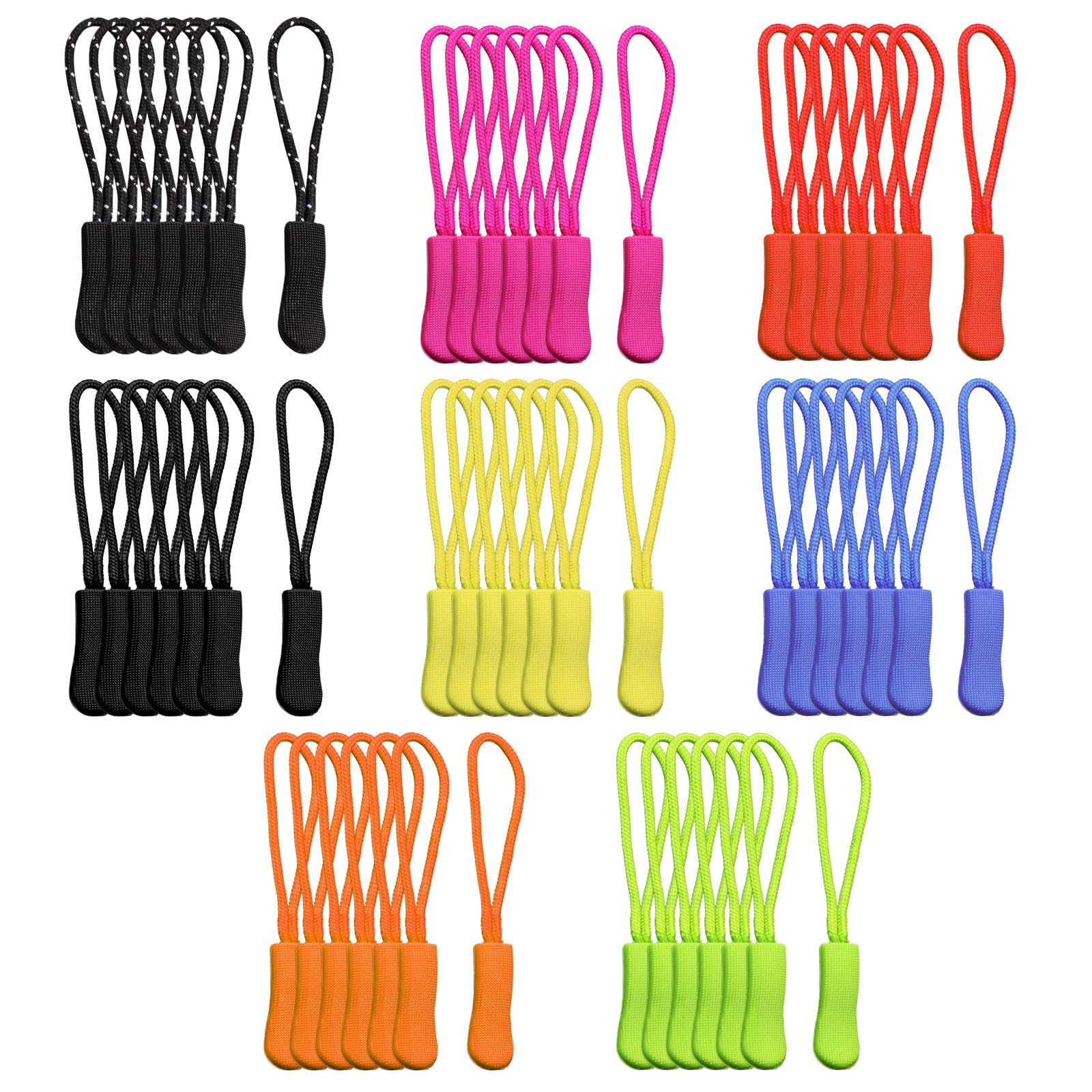 EUPSIIU 56 Pack Zipper Pulls, Zip Extension, Zip Tags Cord Pulls, Zipper Pull Replacement, Non Slip Zipper Tags, Cord Pulls Zipper for Backpacks, Bags, Tents, Trolley cases, Luggage (Multicolor)