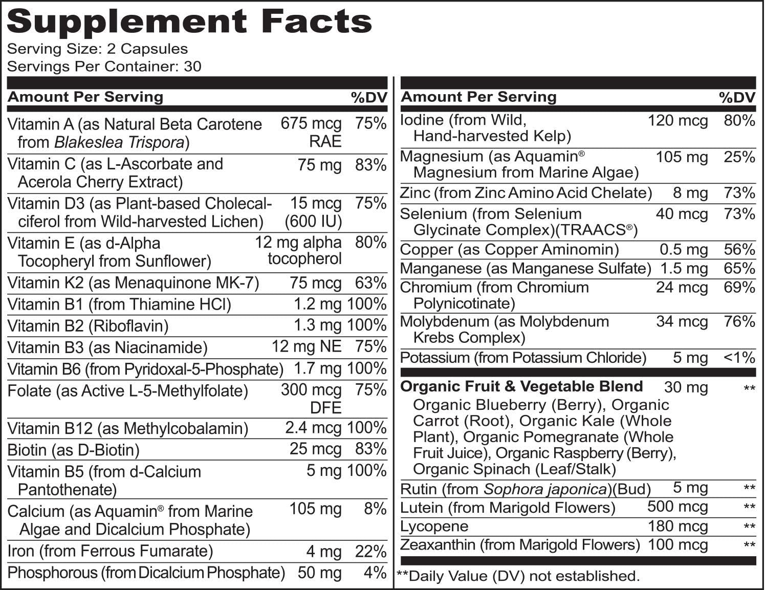 NATURELO Whole Food Multivitamin for Teens - Natural Vitamins & Minerals for Teenage Boys & Girls - Best Supplement for Active Kids - with Plant Extracts - Non-GMO - Vegan & Vegetarian - 60 Capsules: Health & Personal Care
