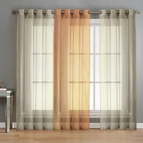 Buy Home Cloud Net Sheer Transparent Polyester Set Of 3 Piece