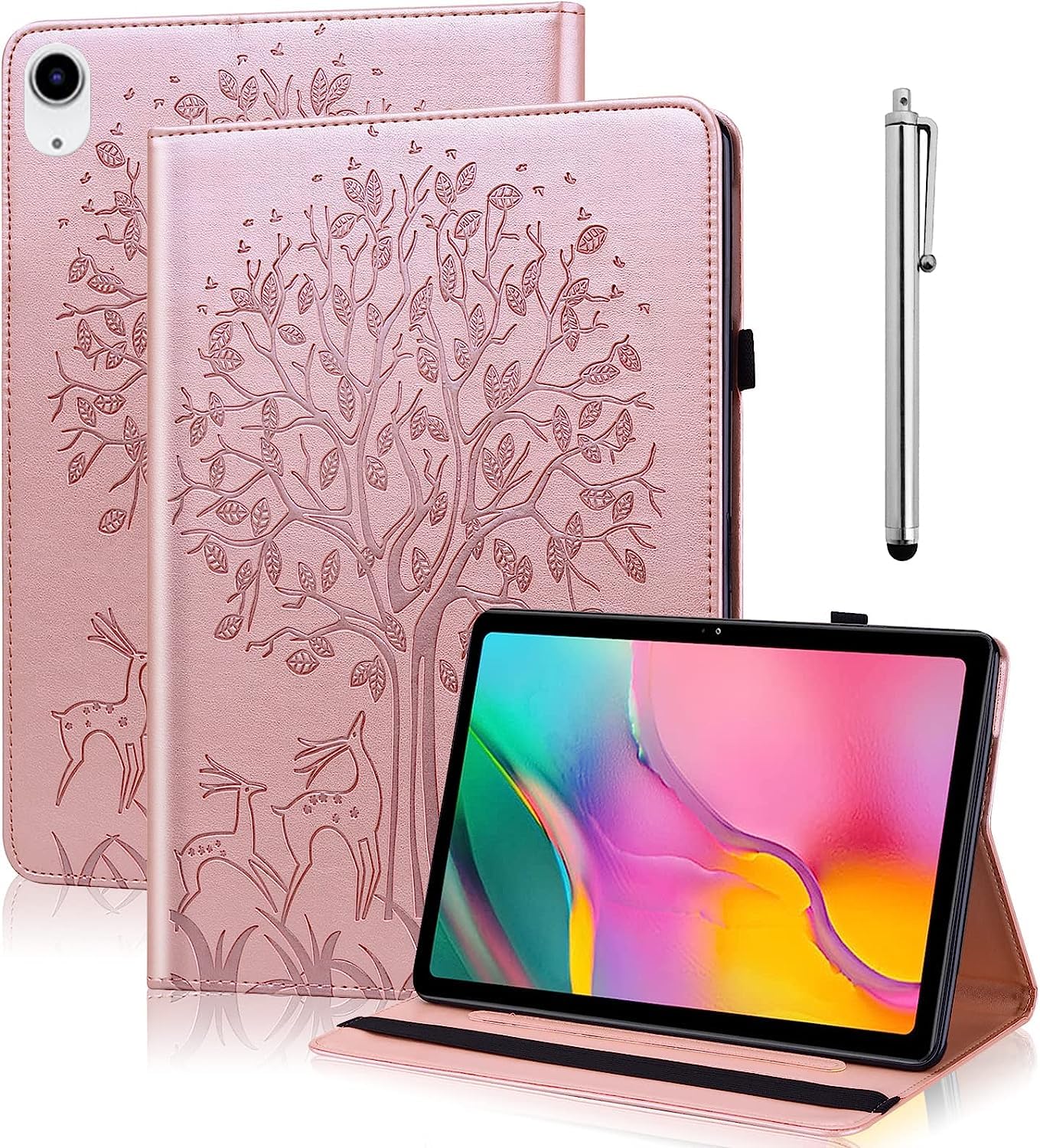 GLANDOTU Case for iPad (A16) 11th Generation 2025/iPad 10th Generation 10.9 Inch 2022 Case (Auto Sleep/Wake),Elastic Strap Pen Holder Fold Stand Function Cover, Folio PU Leather Tablet case -Rose Gold