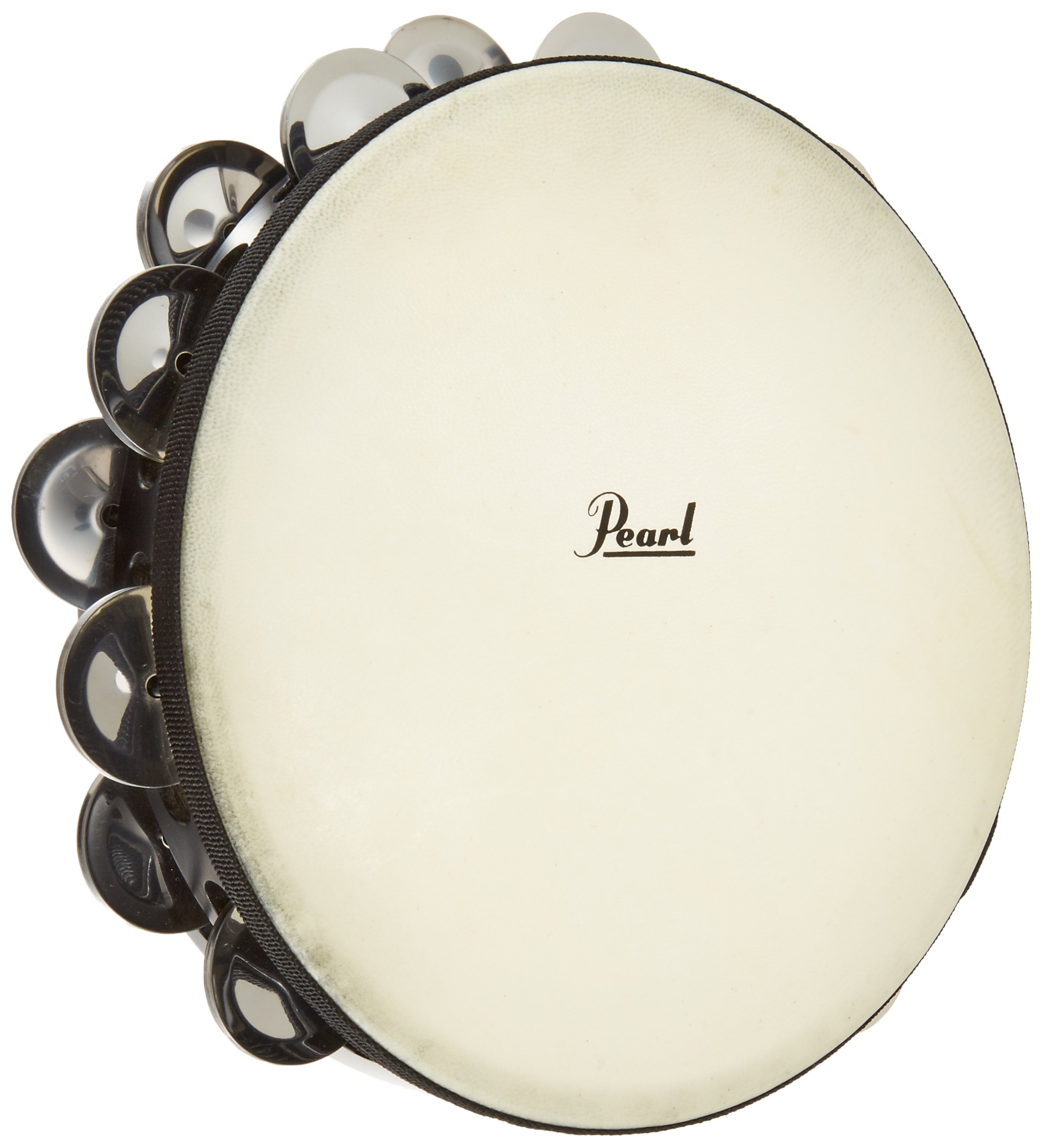 Pearl PETM-20 Elite Tambourine - Steel Jingles - 10 Inch - Handheld or Mountable - Natural Finish