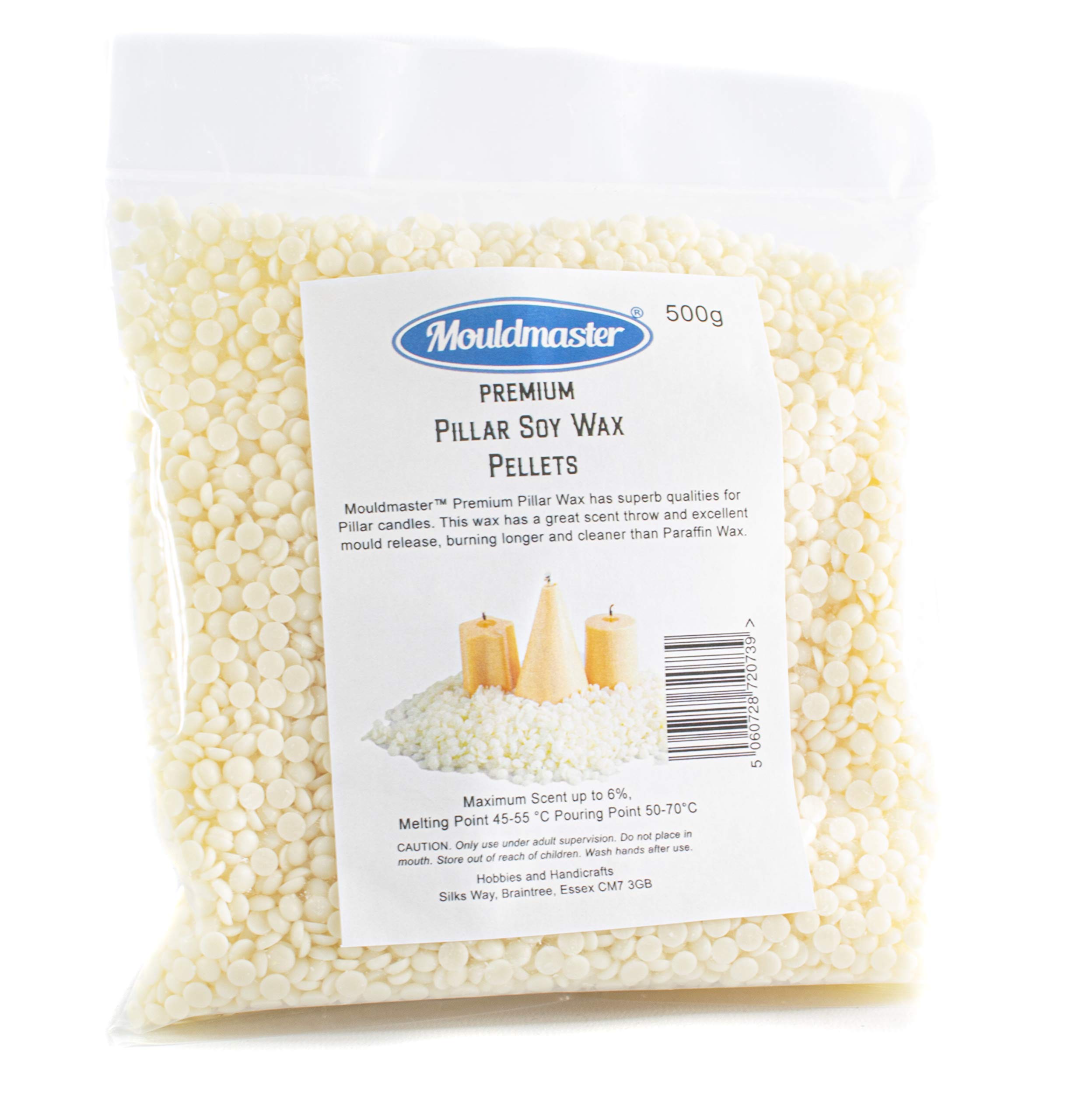 Mouldmaster Premium Pillar Soy Wax Pellets 500g, White/Cream, MP07