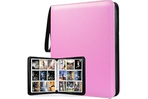 WOT I Trading Card Binder, 900 Pockets Baseball Card Binder Sleeves with Zipper, Double Sided Pockets Card Holder Carry Card Case for Baseball Card, Football Card(Pink)