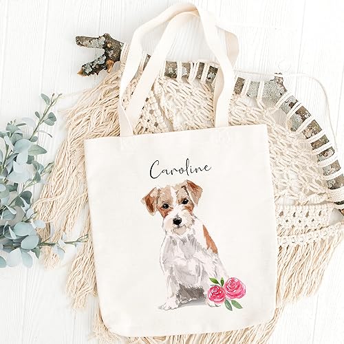 Personalised Jack Russell Tote Bag, Dog Gift For Her, Name Tote Bag