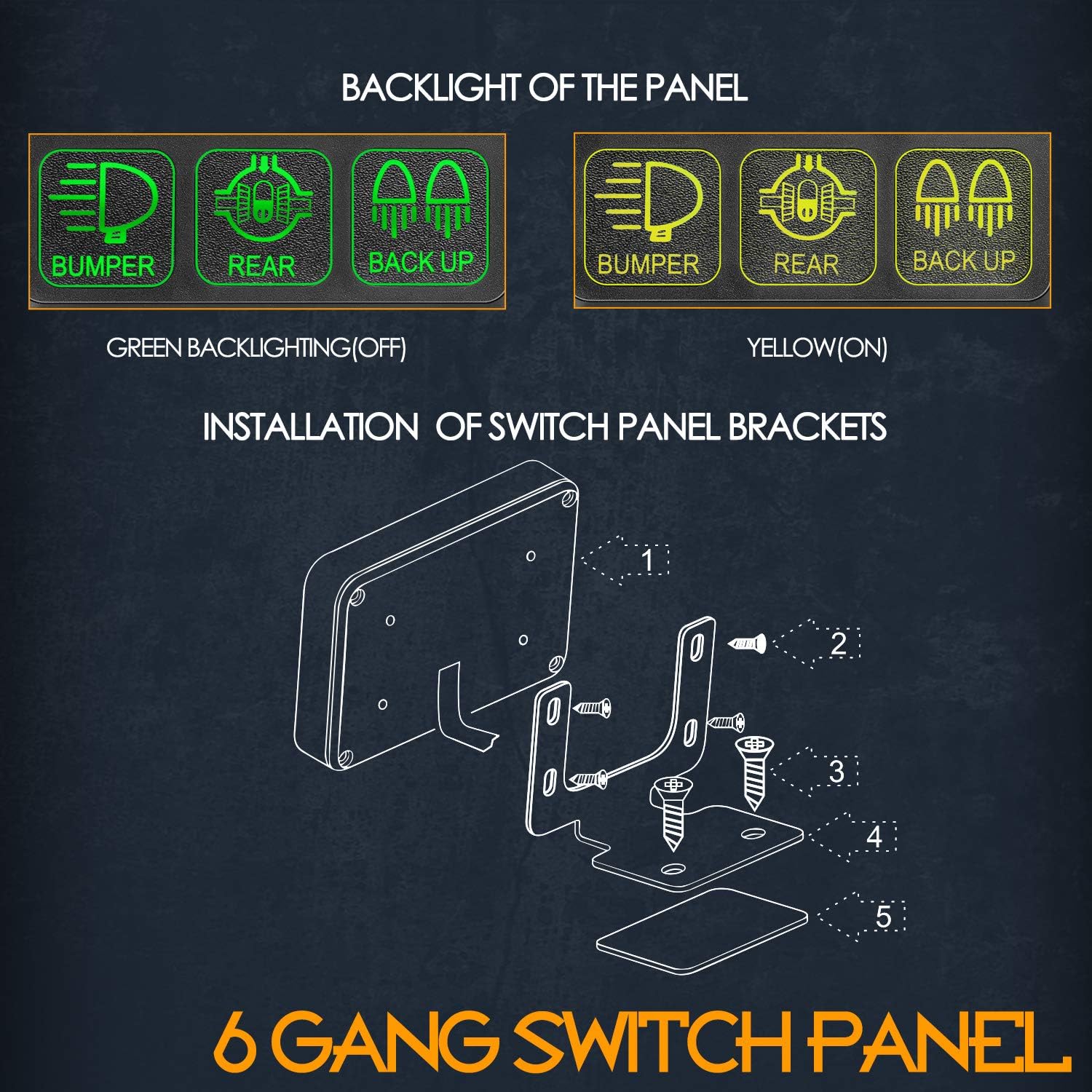 Nirider 6 Gang Switch Panel, Universal Circuit Control Box Button Switch Pod Touch Switch Box for Truck ATV UTV SUV Car: Automotive