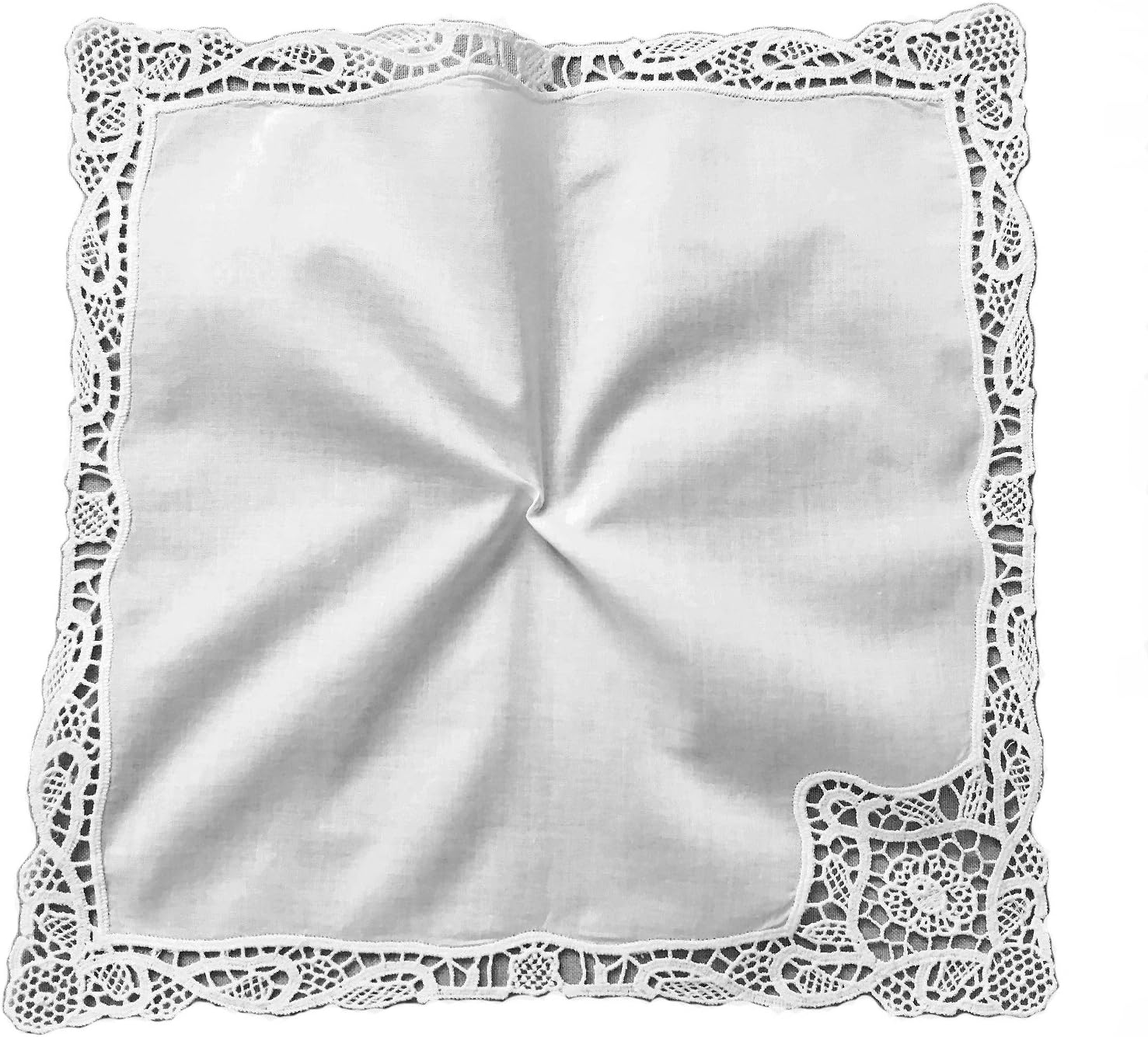 Elegant Wedding Embroidery Crotchet Lace Handkerchiefs for Bride and Ladies, 105411