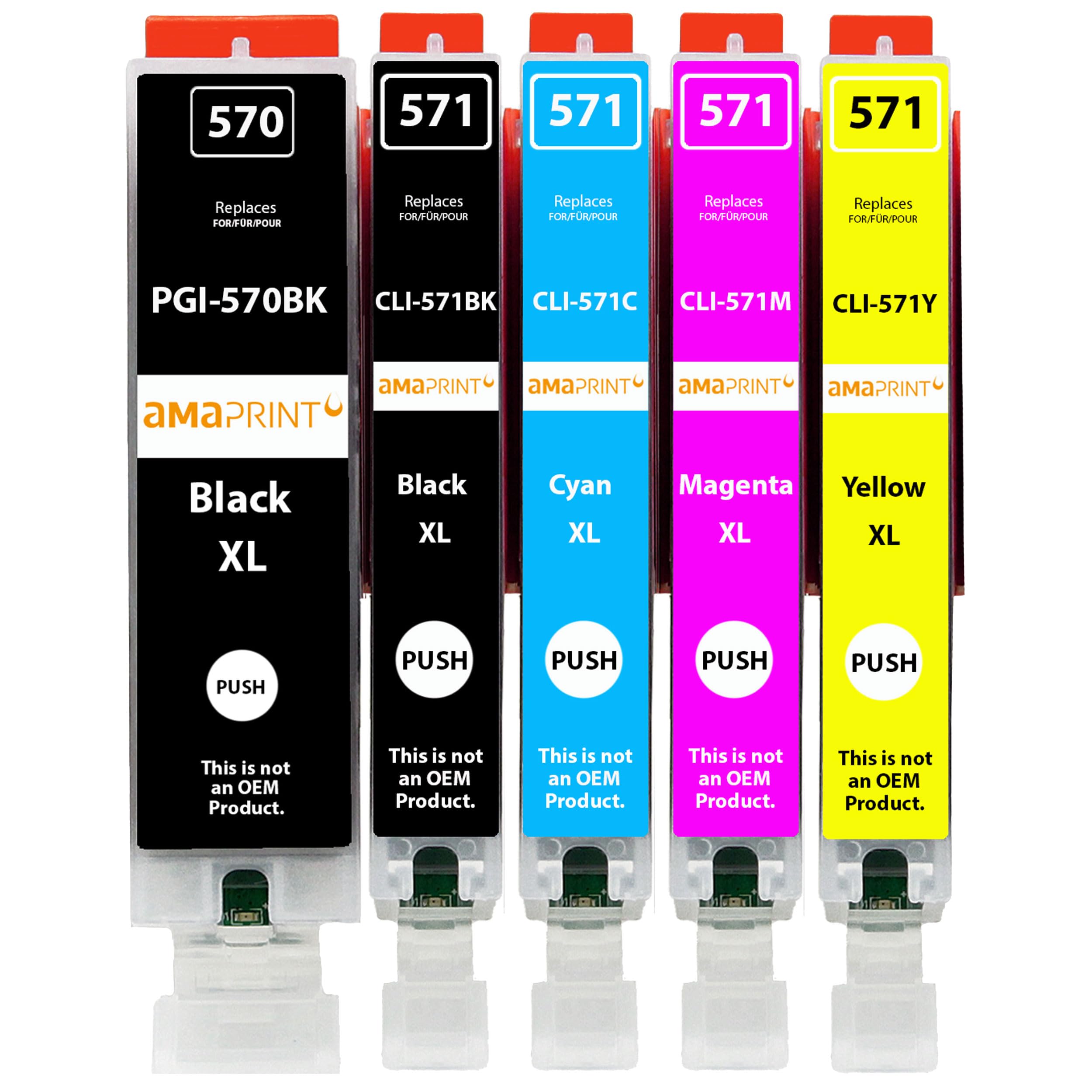 Amaprint 570XL 571XL High Yield Value Pack Ink Cartridges Replacement compatible with Canon PGI-570XL CLI-571XL