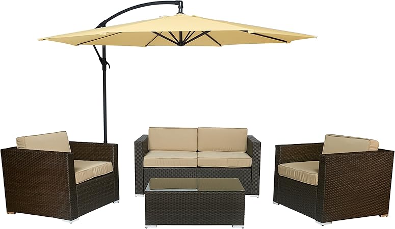 Amazon Com Carabelle Outdoor Wicker Patio 5 Piece Conversation
