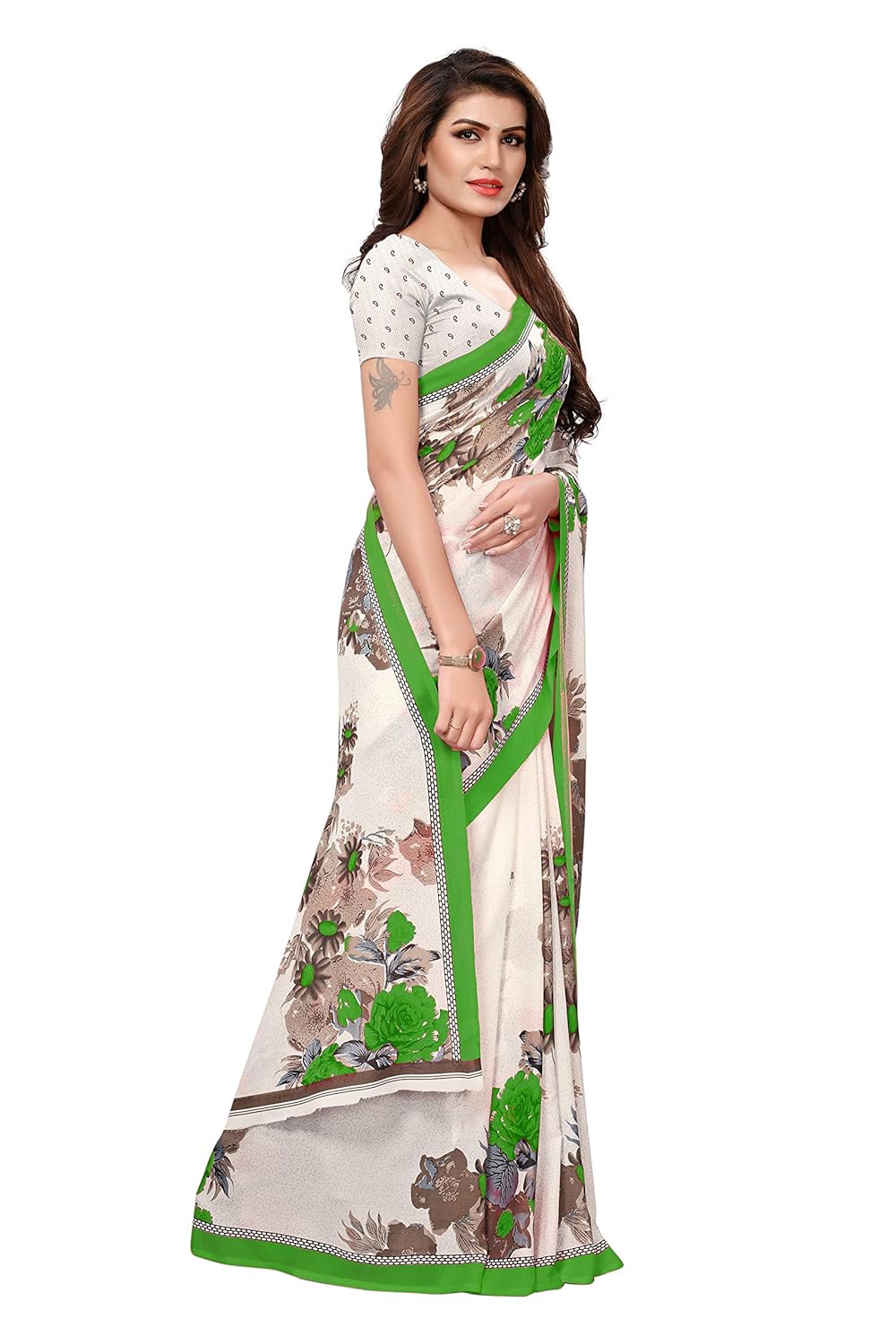anni designer georgette saree with blouse piece