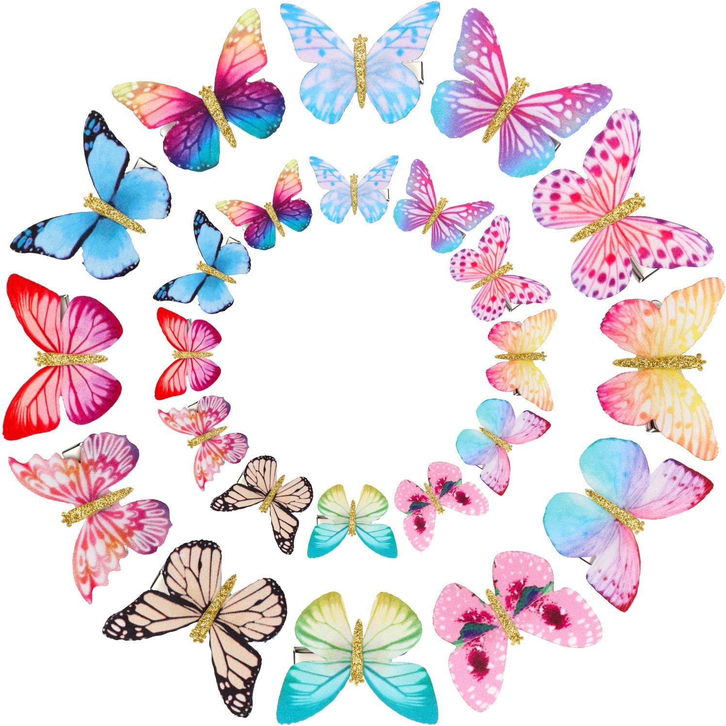 24 Pieces Butterfly Clips Butterfly Barrettes Metal Butterfly Hair Clips for Women (Classic Style)