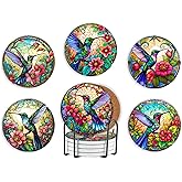 Hummingbird Gifts Coaster, Ceramic, Set of 6, with Gift Box, Absorbent with Cork Base, Gifts for Hummingbird Lovers, Home Decor for Housewarming, Thanksgiving, Birthday, Christmas