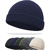 Simapu Thin Fisherman Beanie Hat for Men Women Fall Winter -Wool Knit Cuff Short Fashion Watch Cap,Trawler Slouchy Skull Cap