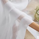 Home Brilliant Voile Sheer Curtains 54x45 Set of 2 White Window Panels 45 Drop view 6