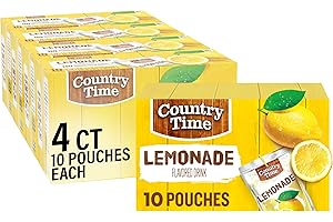 COUNTRY TIME Lemonade Ready to Drink Flavored Drink Pouches, 40 ct Pack, 4 Boxes of 10 Drink Pouches