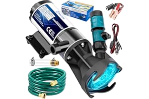 RISTOW RV Macerator Pump 12V, 12GPM RV Waste Water Pump Self-Priming Sewer Pump with Garden Hose Discharge Port, Quick Release Sewage Pump with 10FT Tubing