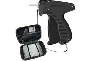 Liumai 1608Pcs Tagging Gun for Clothing with Case, Standard Retail Price Tagging Gun with 6 Needles and 1600pcs 1" Barbs Fasteners, Price Tag Gun, Tag Attacher Gun Kit for Clothes Labeler Black
