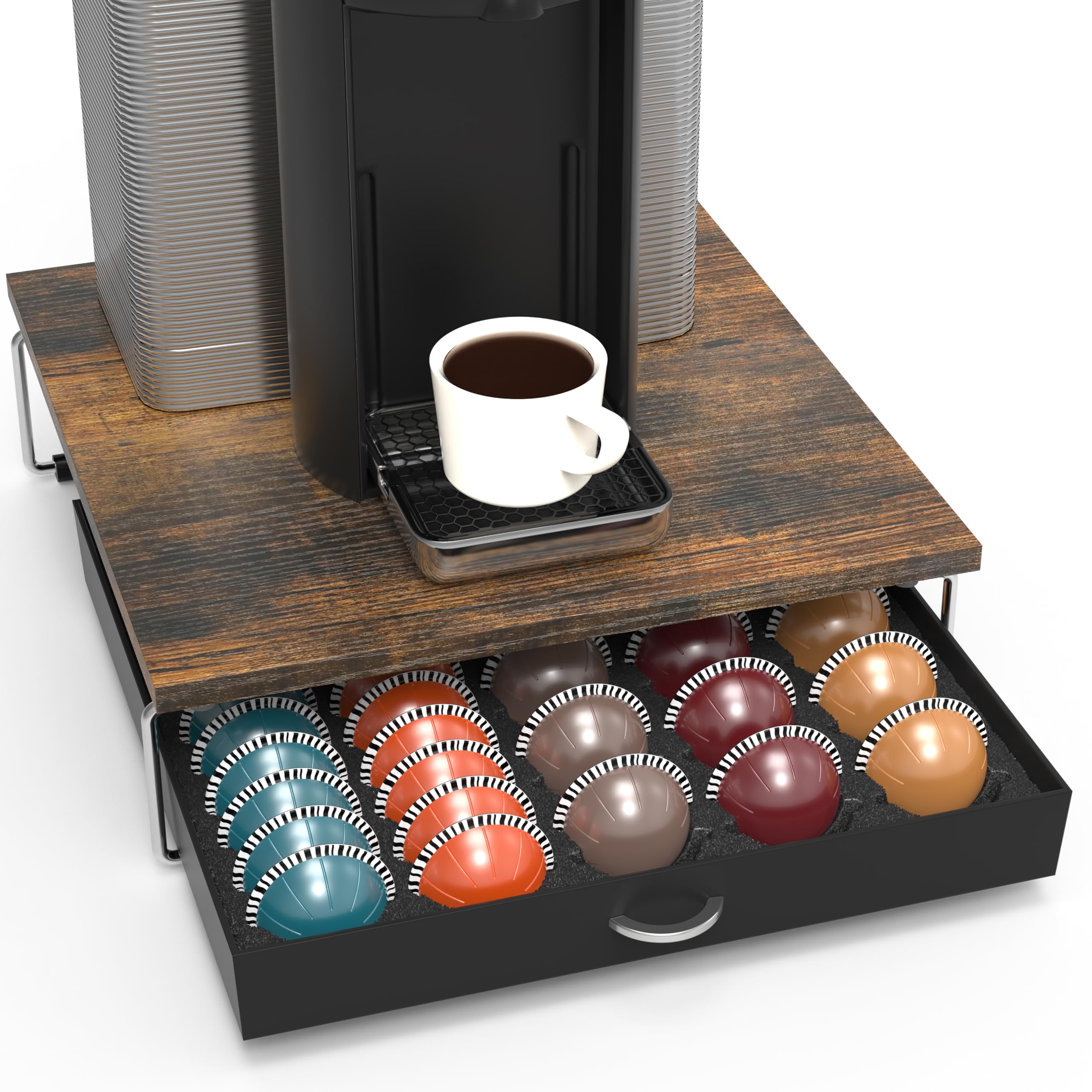 Photo 1 of ***MISSING PIECES**DecoBrothers Supreme Vertuoline Drawer, Holds with 30 Big or 60 Small Vertuoline Pods, Rustic Brown