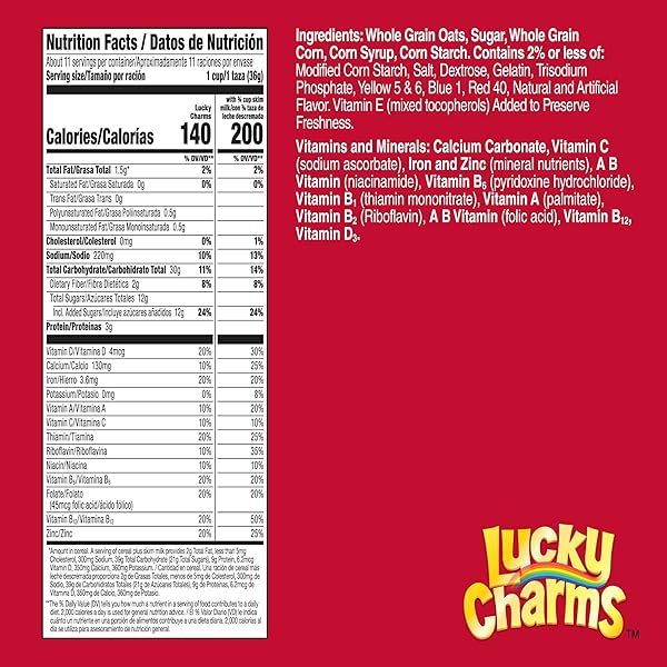 LUCKY CHARMS GLUTEN FREE CEREAL WITH MARSHMALLOWS, KIDS BREAKFAST CEREAL, MADE WITH WHOLE GRAIN, LARGE SIZE, 14.9 OZ