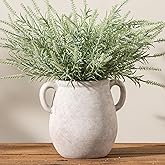 Ceramic Flower Vase Home Decor - 7.1 Inch White Rustic Table Flowers Vases Living Room Bedroom Plant Decoration Modern Farmhouse Vintage for Kitchen Shelf Office Coffee Dining Desk House Women