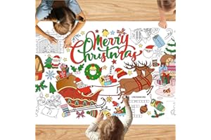 Mchochy Christmas 30 x 72 Inches Jumbo Paper Coloring Tablecover, Giant Coloring Poster/Tablecloth, Classroom Activities Banner Christmas Party Decorations Crafts for Kids