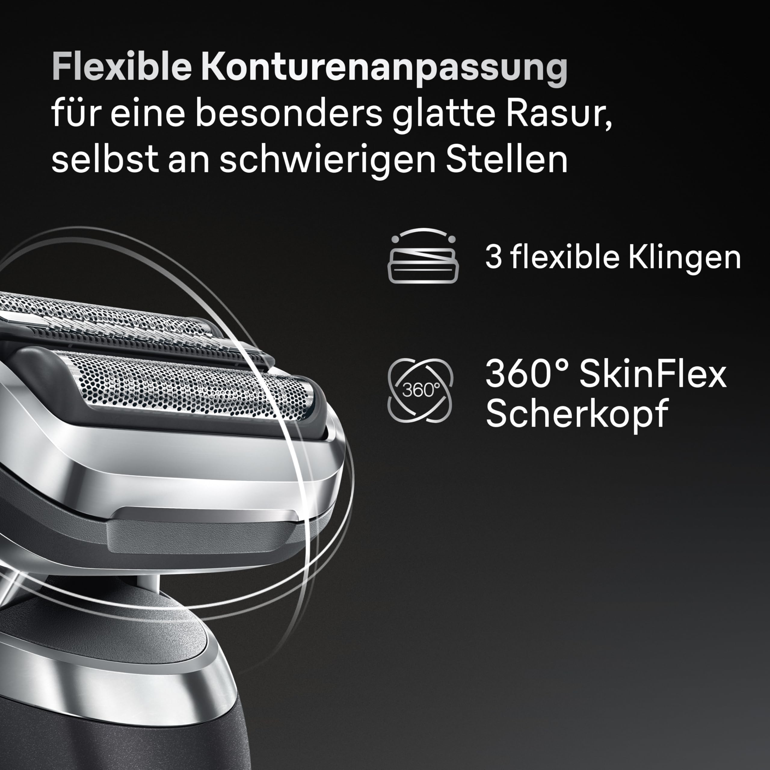 Braun Rasierer Herren Elektrisch Series 7, 72-N1200si, Schwarz - Kabelloser Elektrorasierer, Barttrimmer mit 60 Min. Akku, Wasserdicht, Made in Germany, Inkl. 1 Aufsatz 3