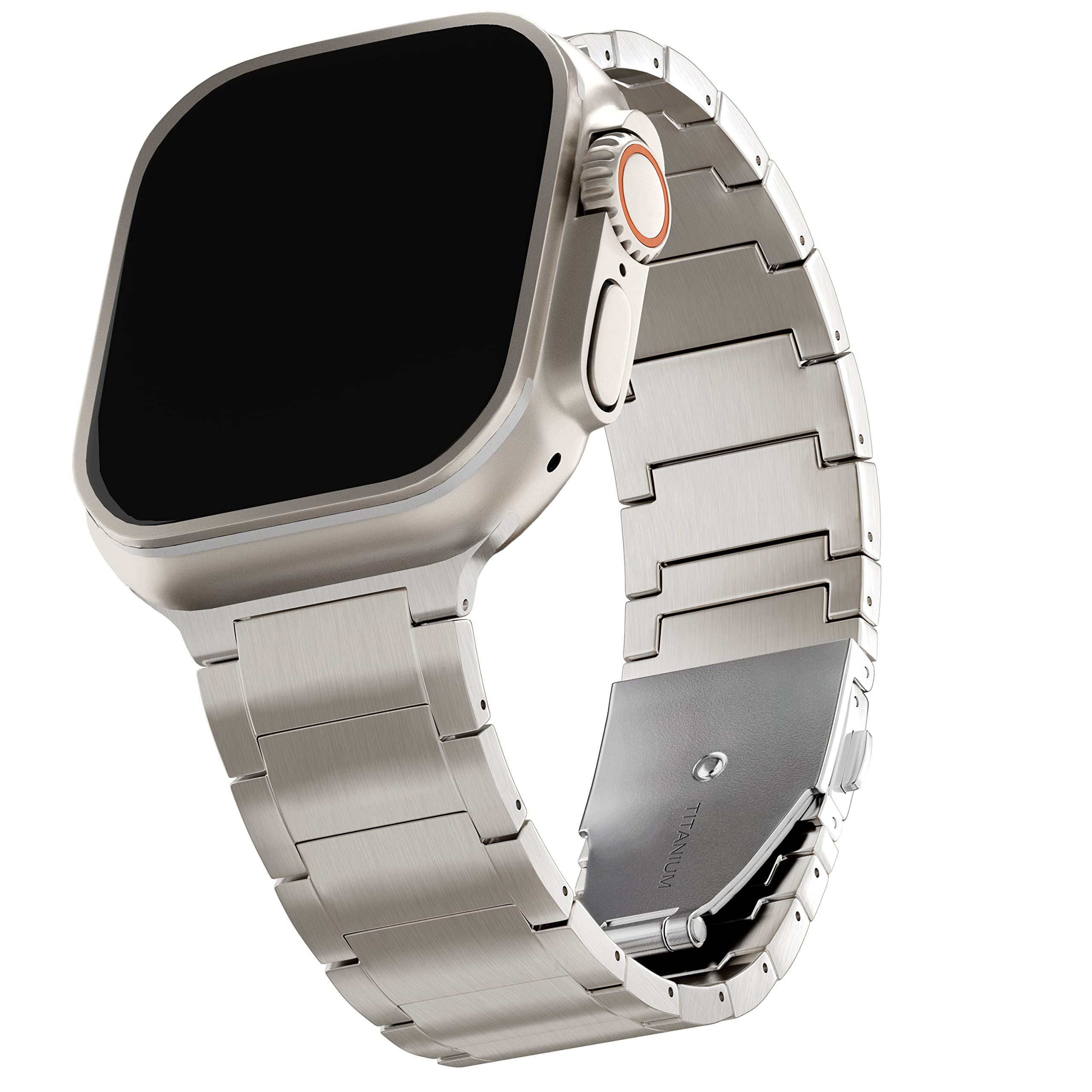 LDFAS Compatible for Apple Watch Ultra Band 49mm Titanium Metal Solid Link Bracelet Bands Replacement for iWatch Strap Compatible for Apple Watch Series 8/7 45mm 44mm Band, Silver Gray
