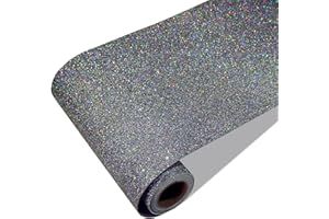 CRE8TIVE Charcoal Holographic Glitter Wallpaper Border Peel and Stick Grey Sparkle Glitter Wall Borders Sticker Self Adhesive Removable Fabric Wallpaper Glitter Contact Paper for Bathroom DIY 8"x80"