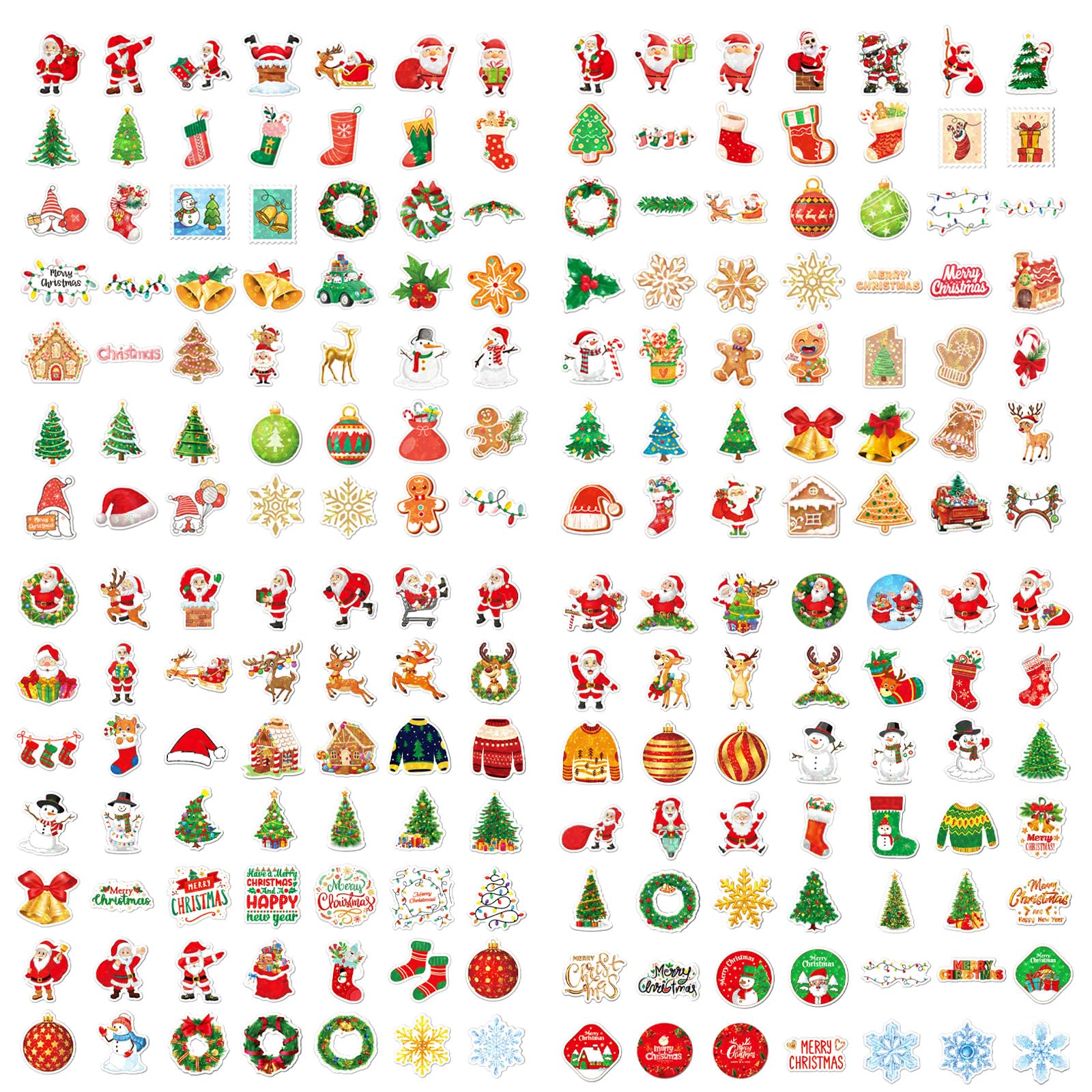 Eowppue 200 Pcs Christmas Stickers - Cute Stickers, Laptop Stickers, Suitcase Stickers, Gift Stickers, Decorative Stickers, Water Bottle Stickers